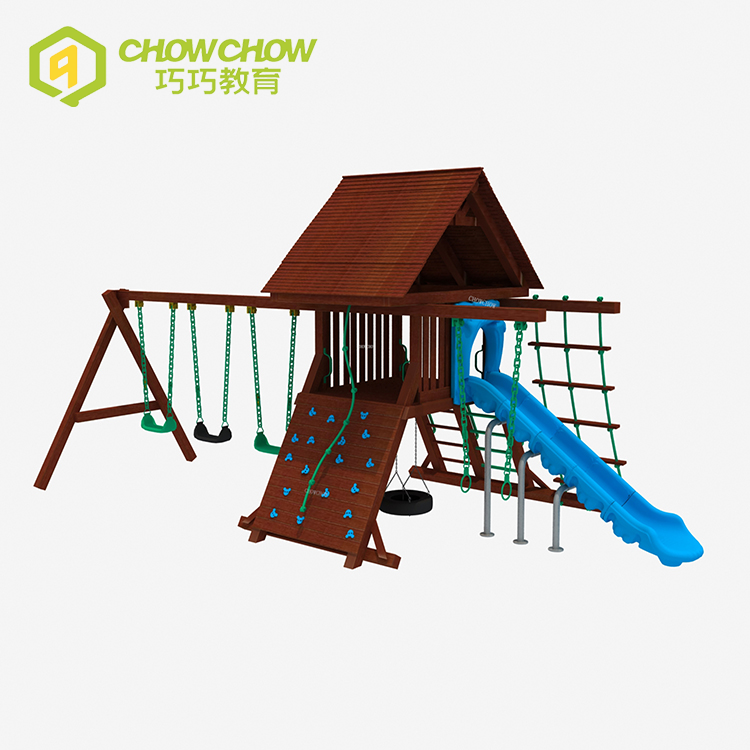 QiaoQiao Hot Sale Wood Playhouse for Kids Playground Outdoor Wooden Playhouse Supplier