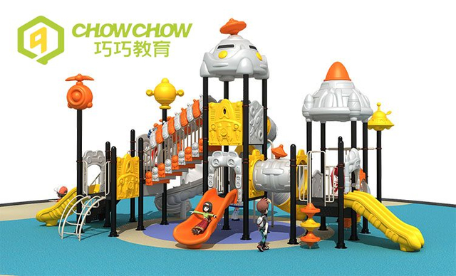 QiaoQiao school large outdoor playground equipment space theme play set with multi slide Amusement Park Kids' Play Structure