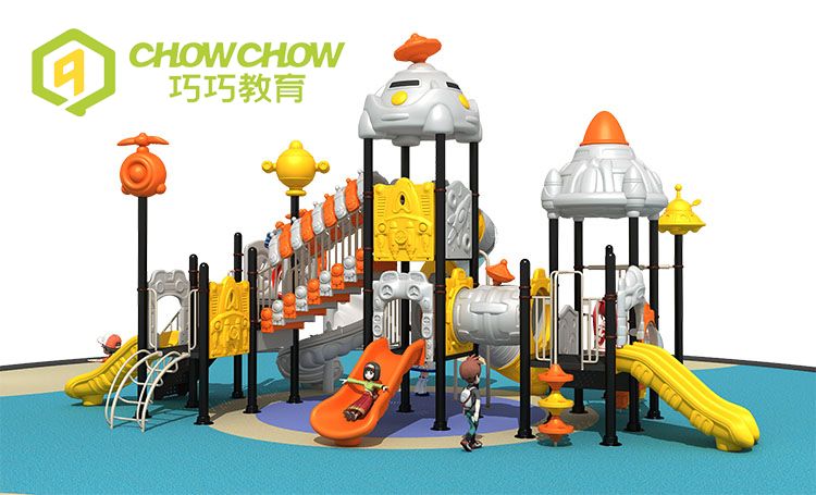 QiaoQiao school large outdoor playground equipment space theme play set with multi slide Amusement Park Kids' Play Structure