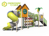 QiaoQiao Commercial Outdoor amusement park Equipment custom kids tree house with spiral Slides Kids play Outdoor Playgrounds set