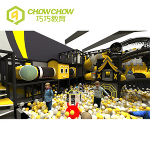 Qiaoqiao 300SQM Yellow And Black Children Indoor Playground Center Kids Play Area