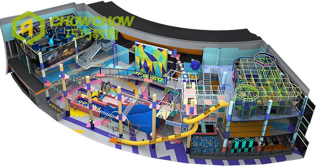 QiaoQiao customized 2000sqm panda theme family play center commercial indoor adventure entertainment park equipment playground