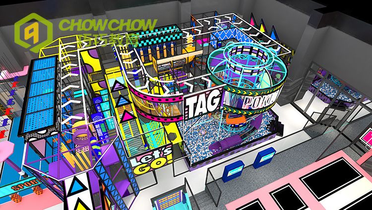QiaoQiao 2024 China kids large playground indoor trampoline park family amusement entertainment sports park equipment wholesale