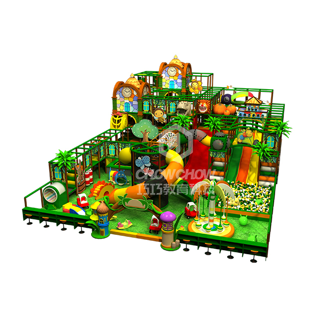 Qiaoqiao Jungle Style Green Kids Indoor Playground Family Entertainment Center