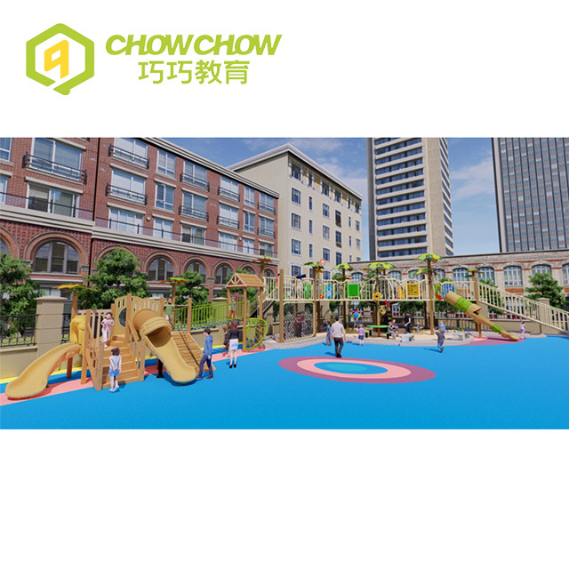 Qiaoqiao preschool outdoor wooden playground plastic slides climbing kids slides playground equipment