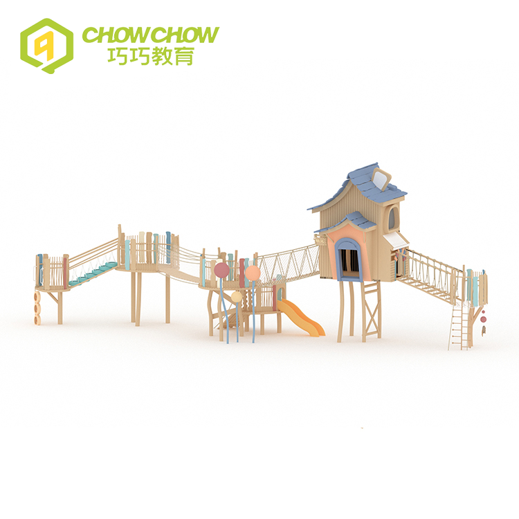 Qiao Qiao customized outside wooden outdoor playground equipment project case for kindergarten