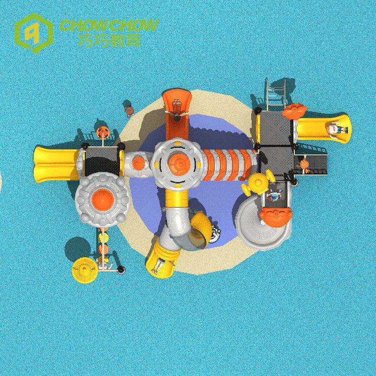QiaoQiao school large outdoor playground equipment space theme play set with multi slide Amusement Park Kids' Play Structure