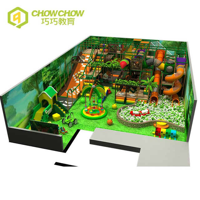 QiaoQiao toddler Jungle indoor playground with donut slide ball pit play set forest theme amusement park equipment for children