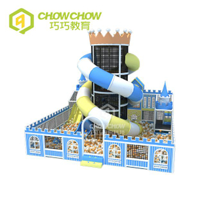 Qiaoqiao Customized Amusement Atrium Kids Indoor Playground Blue Big Slide