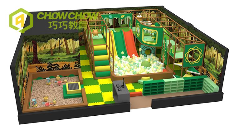QiaoQiao China Kids Forest Theme Indoor Playground children small commercial play area With baby sand pit equipment manufacture