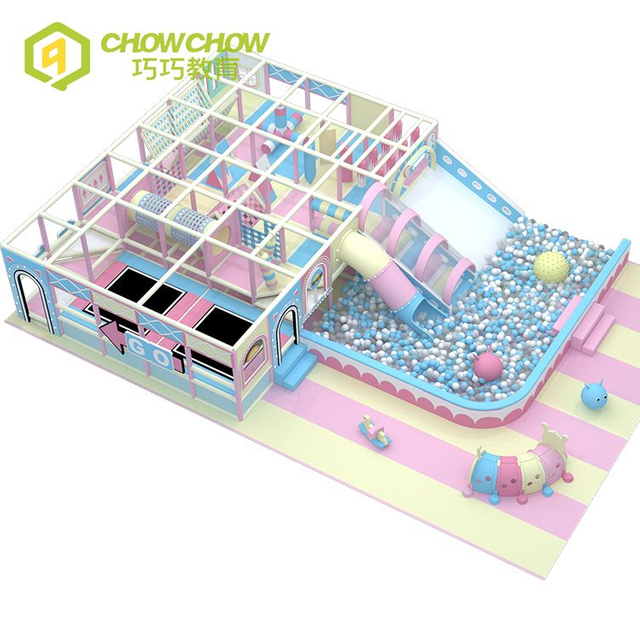 QiaoQiao macaron color Commercial children's playroom maze structure soft play area candy theme indoor playground for kids