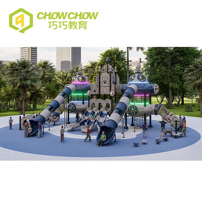 Kids Spacecraft Themed Large Lighted Outdoor Playground Equipment for Sale