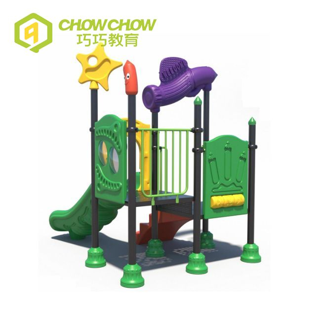 Qiaoqiao Outdoor Playground Colorful Small Plastic Slide with 76mm Post Equipment for Preschool