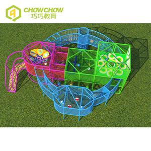 QiaoQiao outdoor playground obstacles rope course equipment kids adventure across Climbing Crocheted rainbow net for sale