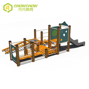 Qiaoqiao Customized Amusement park kids physical training wooden play set outdoor children adventure park playground equipment