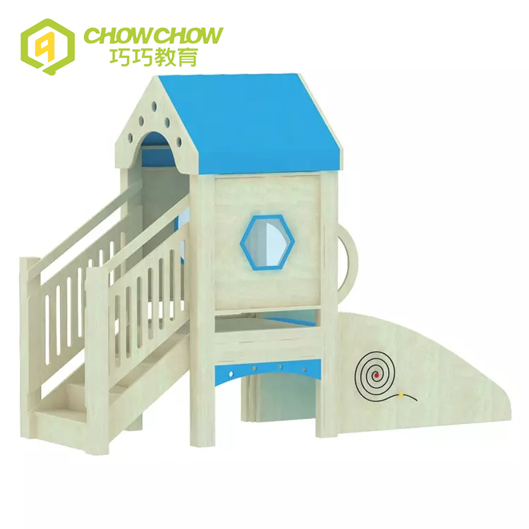 QiaoQiao custom design wooden indoor Wood Playground Slide For kindergarten