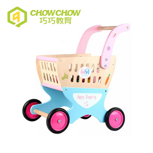 Kids Wooden Pretend Toys Shopping Cart Trolley For Sale