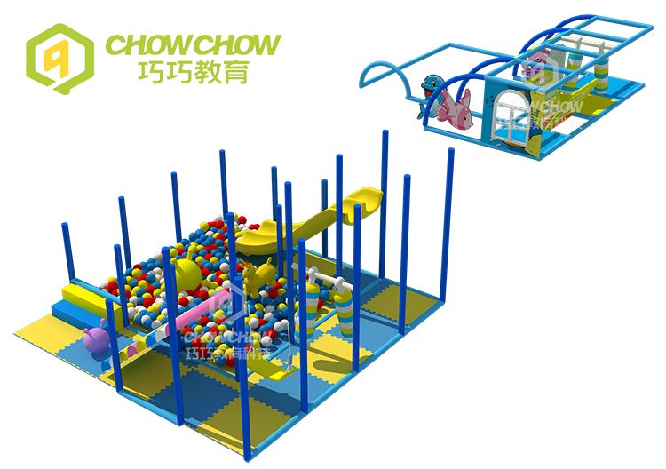 QiaoQiao 25sqm kids indoor play corner small playground equipment slide in ball pit structure indoor soft play area for baby