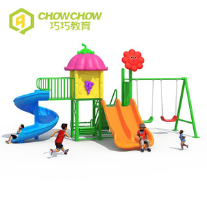Kids Colorful Outdoor Playground Equipment Double Slide Swing Set for Sale