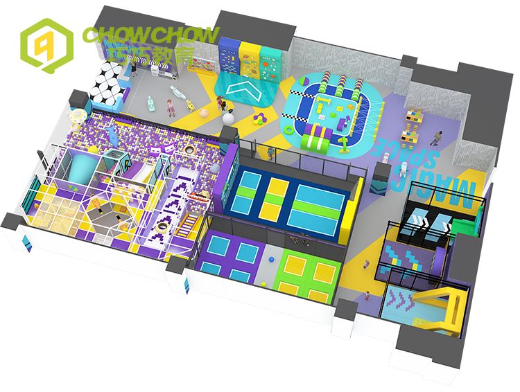 QiaoQiao kids indoor commercial family play center climbing jumping amusement park equipment trampoline park indoor for teenager
