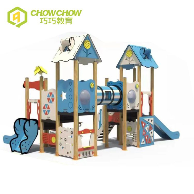 Qiaoqiao commercial amusement park Gym facilities outdoor PE board plastic playground slide toys equipment for children play set