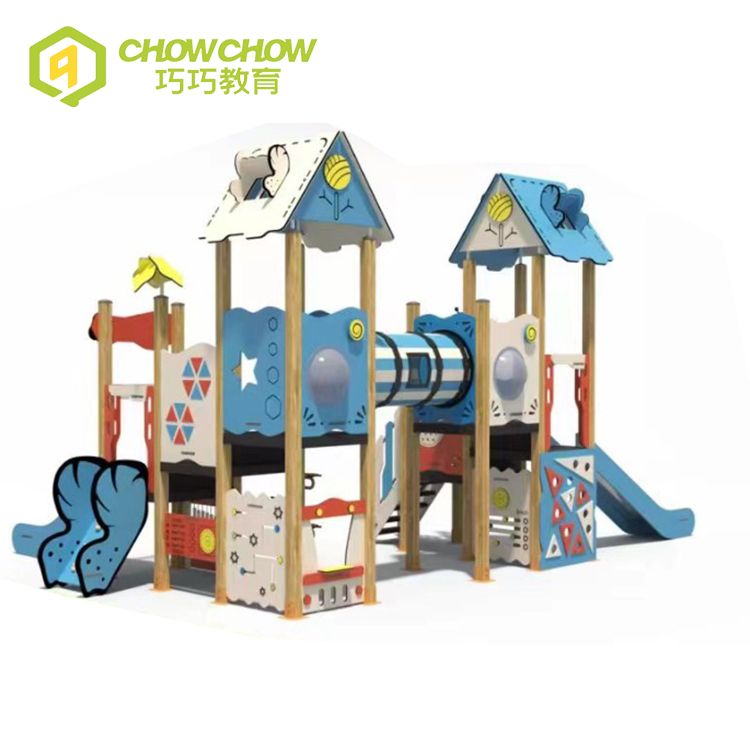 Qiaoqiao commercial amusement park Gym facilities outdoor PE board plastic playground slide toys equipment for children play set