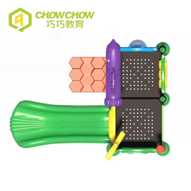 Qiaoqiao Outdoor Playground Colorful Small Plastic Slide with 76mm Post Equipment for Preschool