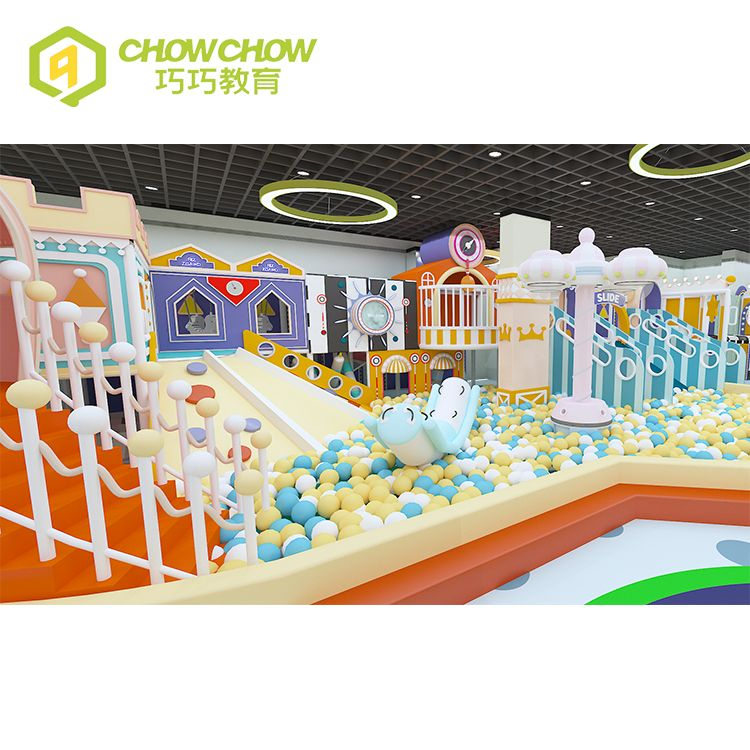 QiaoQiao children indoor playground castle set Macaron theme kids soft play area center with plastic slide equipment for sale