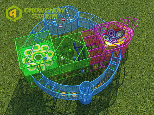 QiaoQiao outdoor playground obstacles rope course equipment kids adventure across Climbing Crocheted rainbow net for sale