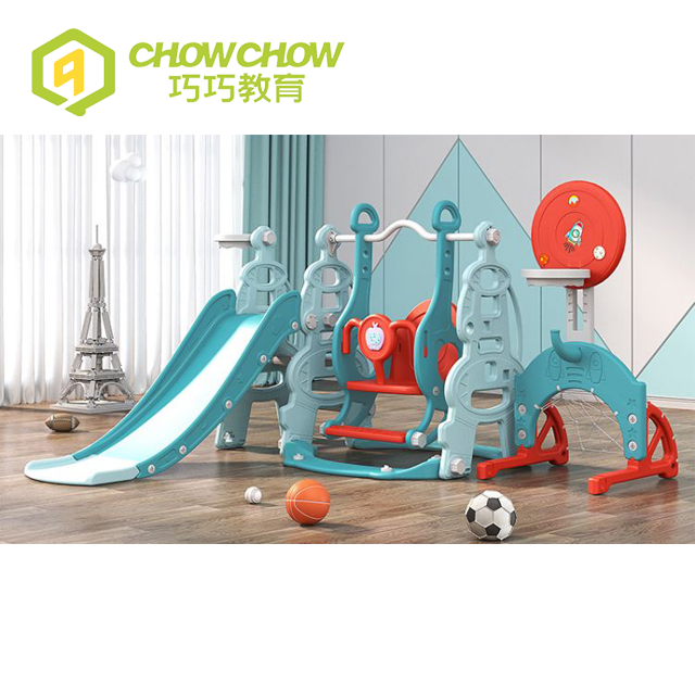 Qiaoqiao New Style Indoor Playground Multifunctional Toys Colorful Plastic Swing Slide