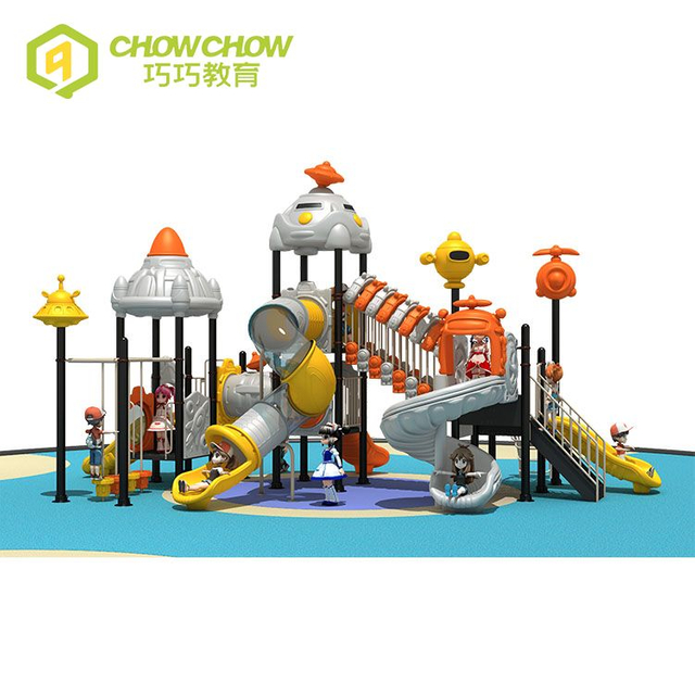 QiaoQiao school large outdoor playground equipment space theme play set with multi slide Amusement Park Kids' Play Structure