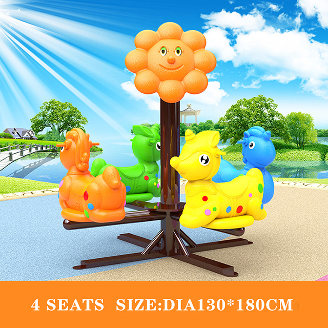 Qiao Qiao kids outdoor playground equipment plastic merry go round 4/6/8/10 seats carousels horse for amusement