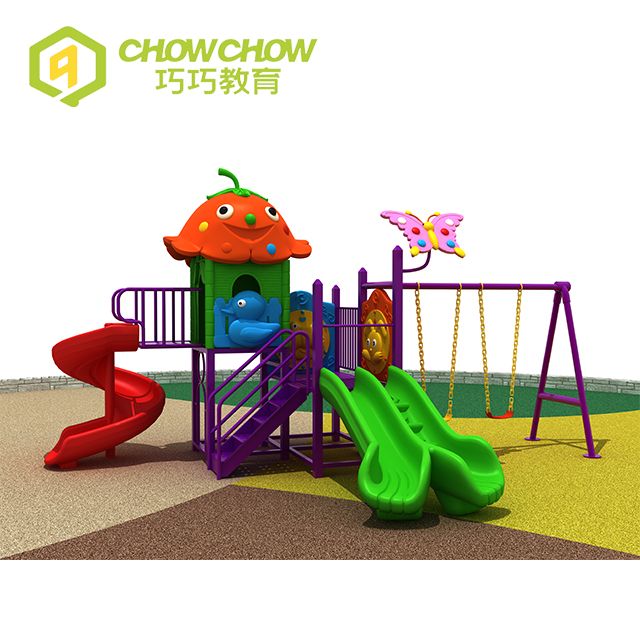 Kids Colorful Outdoor Playground Equipment Double Slide Swing Set for Sale