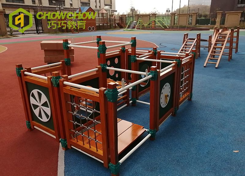 Qiaoqiao outdoor children physical training play set toys kids wood gym sensory playground equipment customized for kindergarten