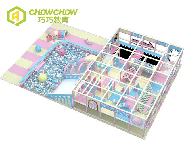 QiaoQiao macaron color Commercial children's playroom maze structure soft play area candy theme indoor playground for kids