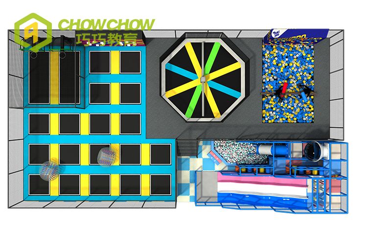 QiaoQiao China child indoor commercial trampoline park kids playground equipment manufacture for adult