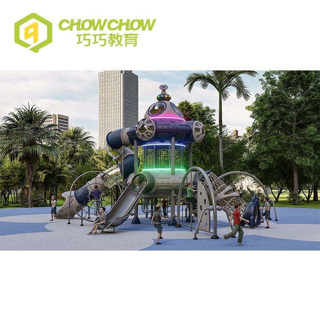 Kids Spacecraft Themed Large Lighted Outdoor Playground Equipment for Sale