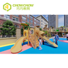 Qiaoqiao preschool outdoor wooden playground plastic slides climbing kids slides playground equipment