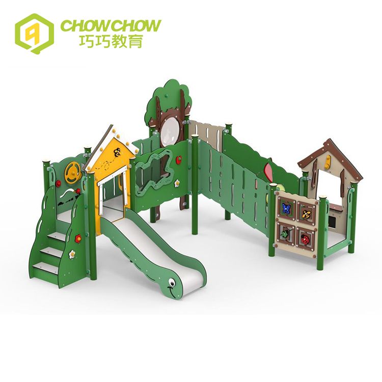 Qiaoqiao New Design PE Playground children Obstacle Tree House play set stainless steel Slide Outdoor Amusement park Equipment manufacturer