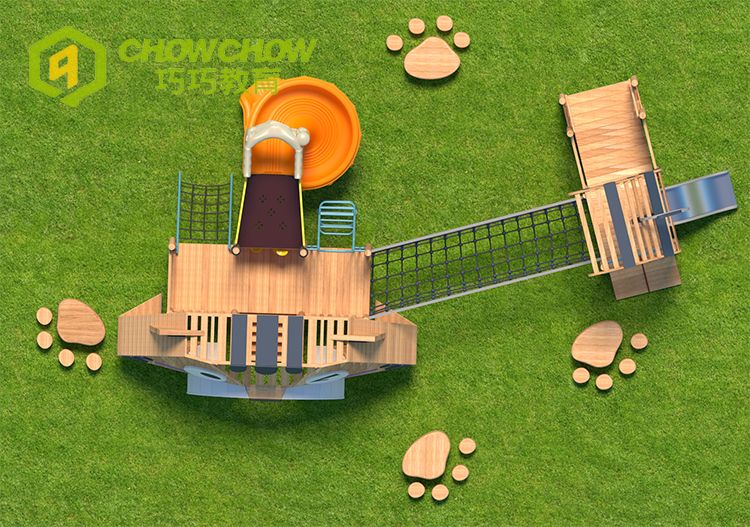 QiaoQiao kindergarten outdoor zoo theme playground kid physical training equipment with climbing and slide play set for children