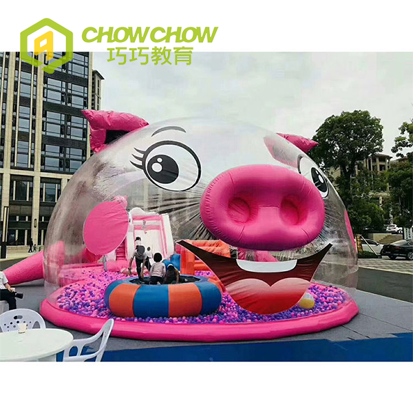 Hot Sale Pink Pig Shape Inflatable Playground Transparent Kids Inflatable Bubble House