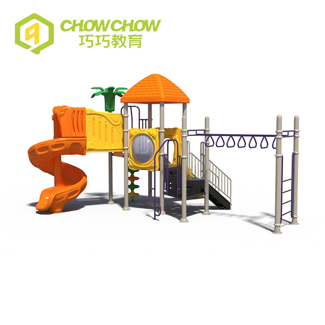 Qiao Qiao Cheap price children swing and slide playground equipment outdoor plastic playground amusement park slide set for kids