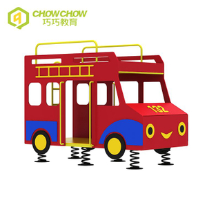 Qiaoqiao small kindergarten outdoor rocking toys spring rider cars kids bus design playground equipment outdoor for children