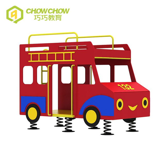 Qiaoqiao small kindergarten outdoor rocking toys spring rider cars kids bus design playground equipment outdoor for children