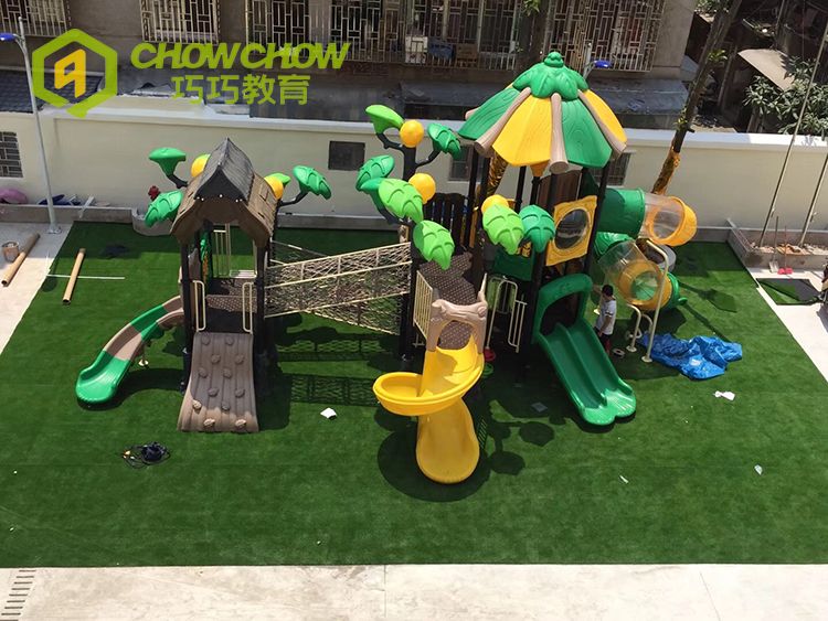 QiaoQiao Large Size Children's Outdoor Public Playground equipment With Slide & Monkey Bars kids Plastic Garden Playhouse