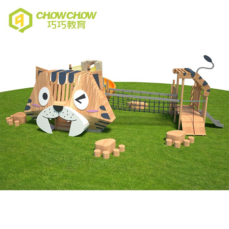 QiaoQiao kindergarten outdoor zoo theme playground kid physical training equipment with climbing and slide play set for children
