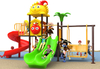 Qiao Qiao home kids outdoor playground equipment children plastic slide with swing set for backyard