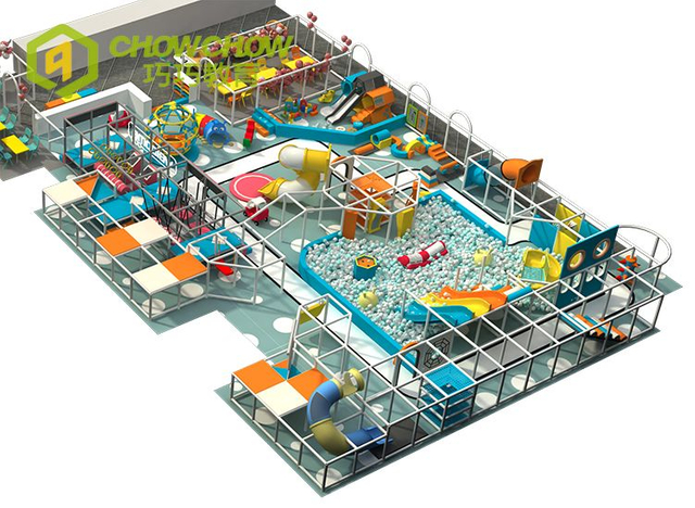 QiaoQiao kids play center area indoor baby slides plastic equipment set small indoor playground castle for children