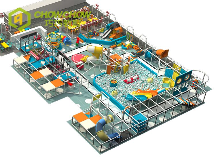 QiaoQiao kids play center area indoor baby slides plastic equipment set small indoor playground castle for children