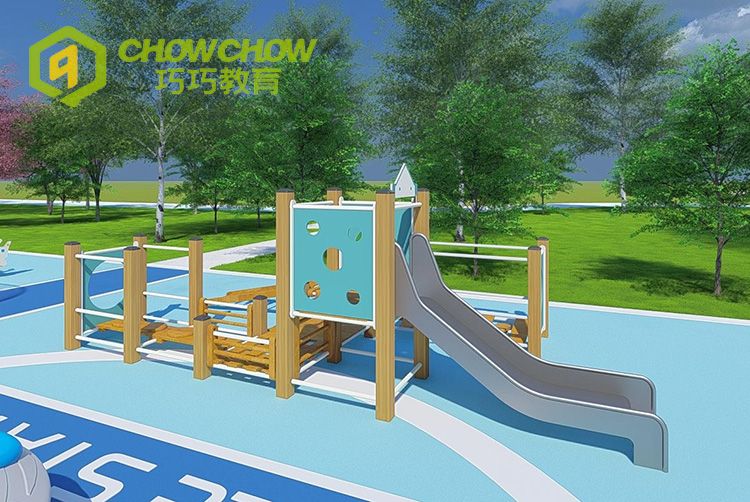 Qiaoqiao Customized Amusement park kids physical training wooden play set outdoor children adventure park playground equipment